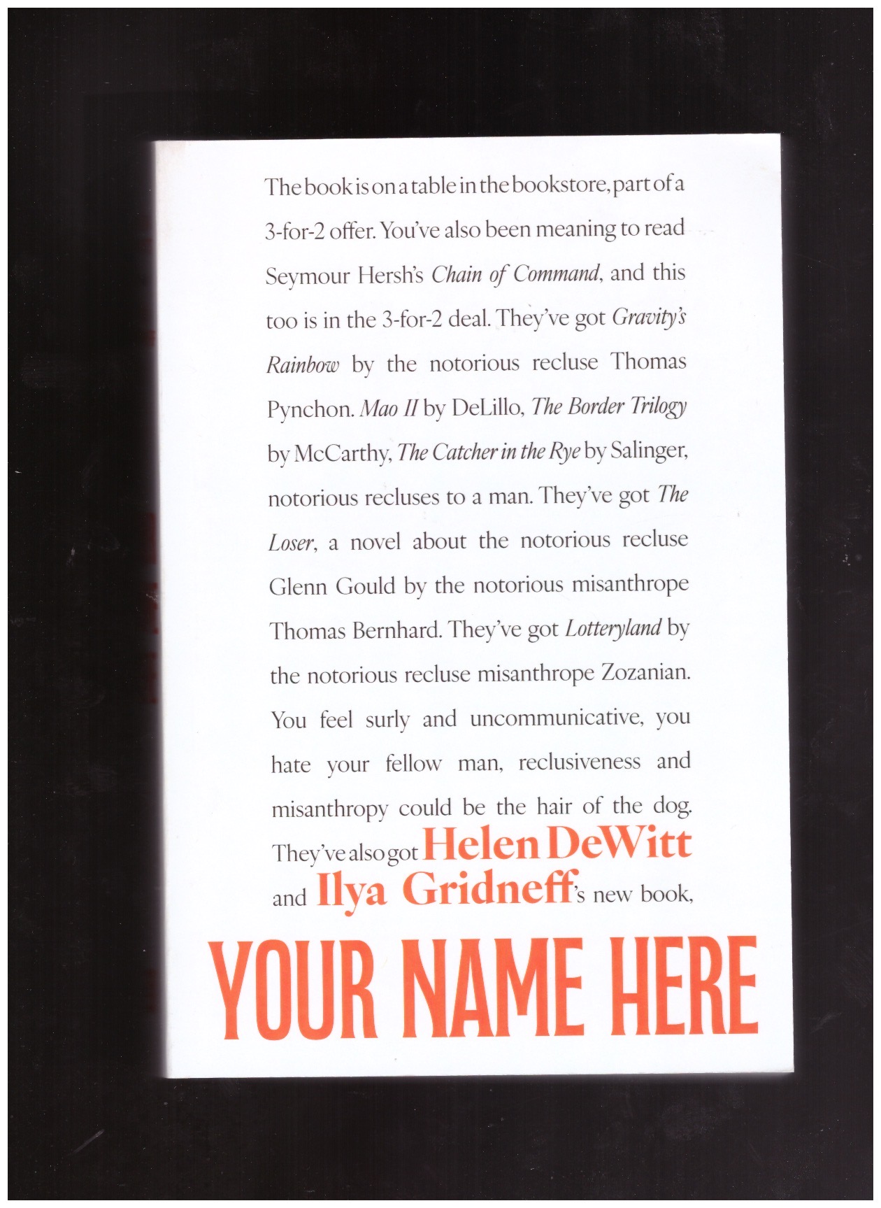 DeWITT, Helen; GRIDNEFF, Ilya - Your Name Here